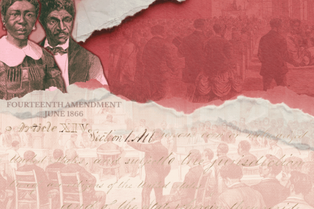 Douglass Day 2026 commemorative sticker featuring the Scott family and two red-toned images of the Colored Conventions